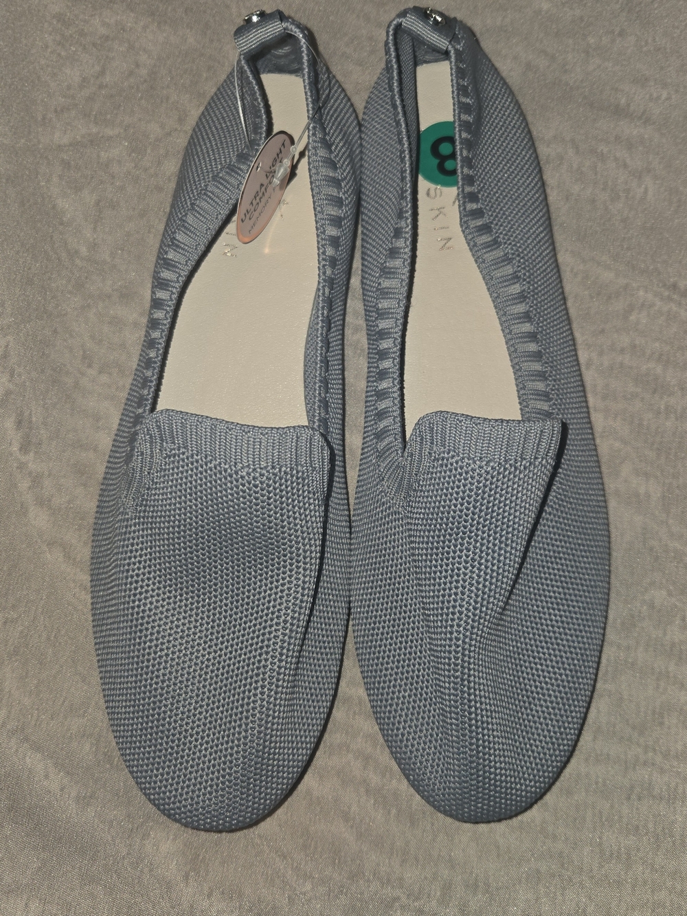 Danskin Light Gray Knit Slip-On Loafers - Women's Casual Flats